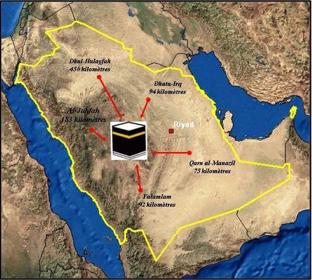 The Five Miqat Locations for Pilgrims